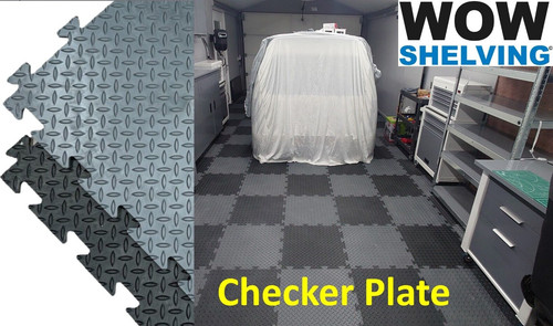 Black grey checker plate - black,